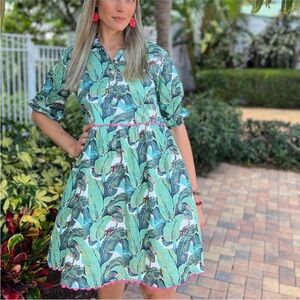Mary Marshmallow Palm Print Frannie Dress medium